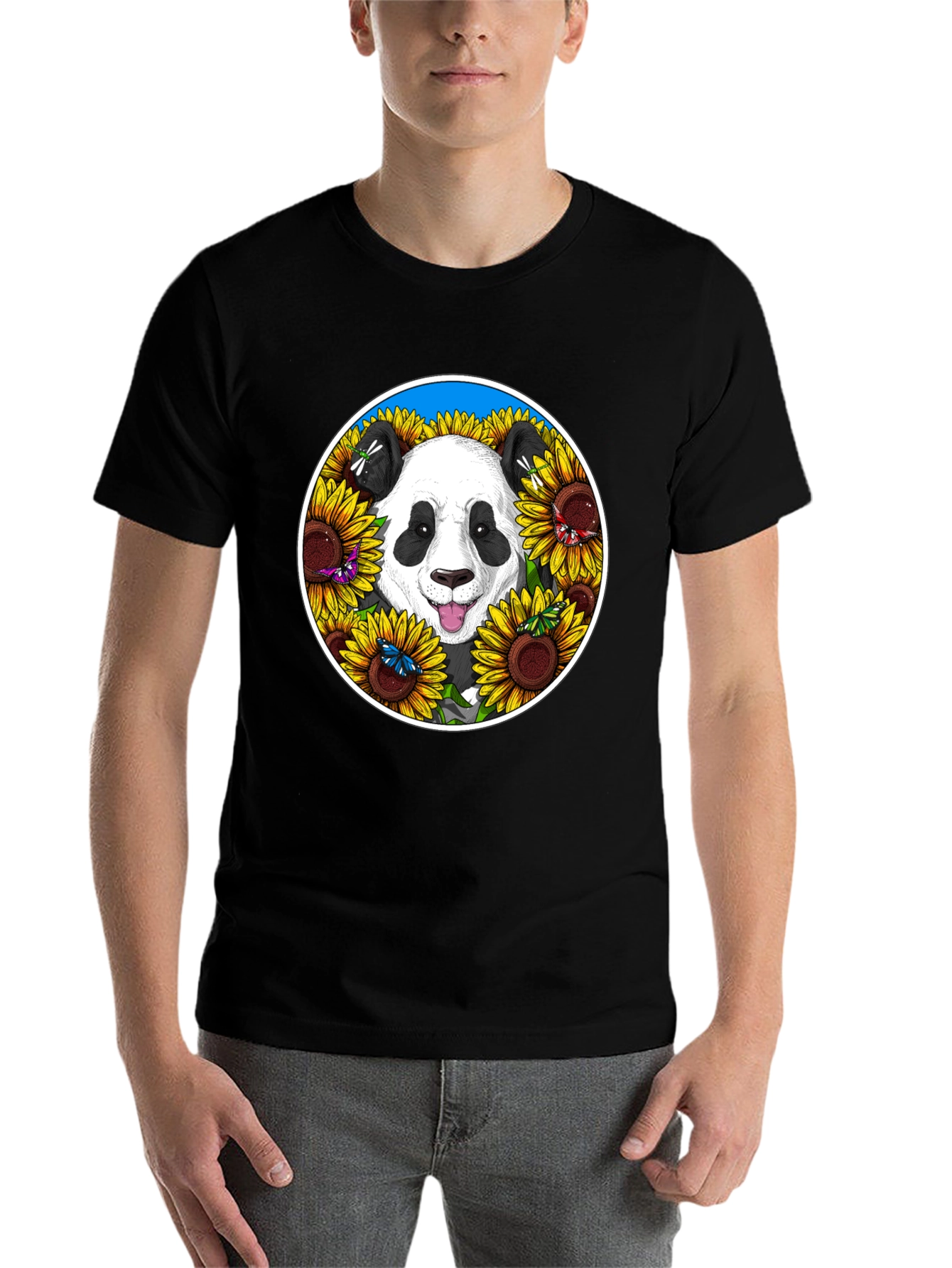 Panda Sunflower Graphic Tee