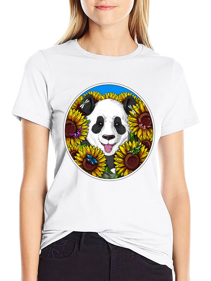 Panda Sunflower Graphic Tee