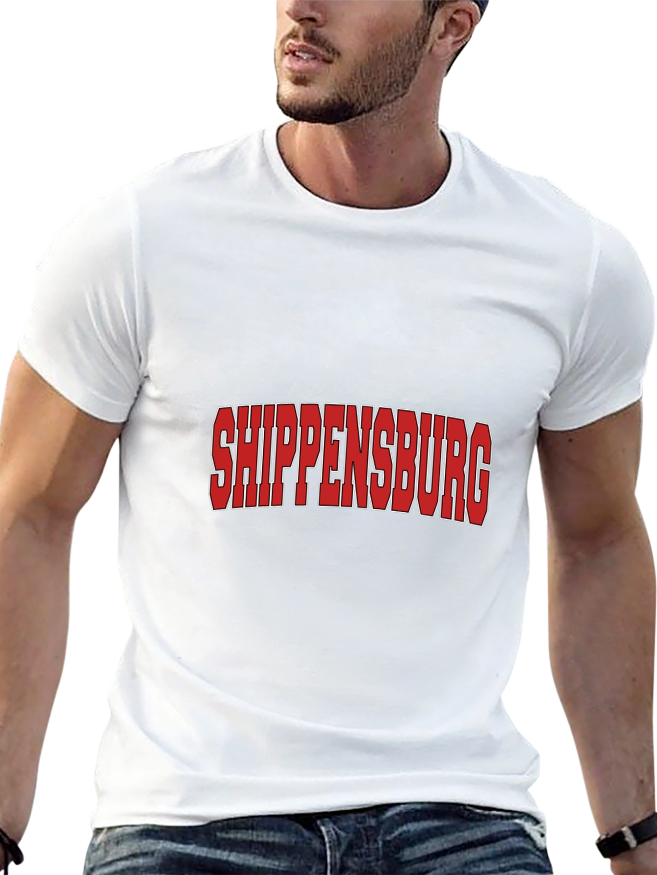Shippensburg T-Shirt - Bold Red Text Black Tee