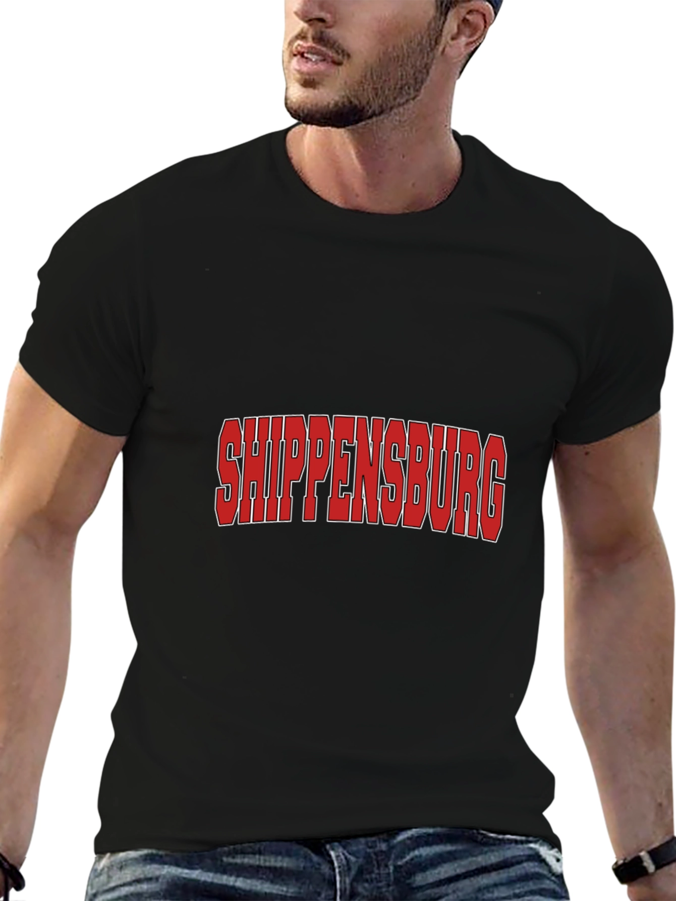Shippensburg T-Shirt - Bold Red Text Black Tee