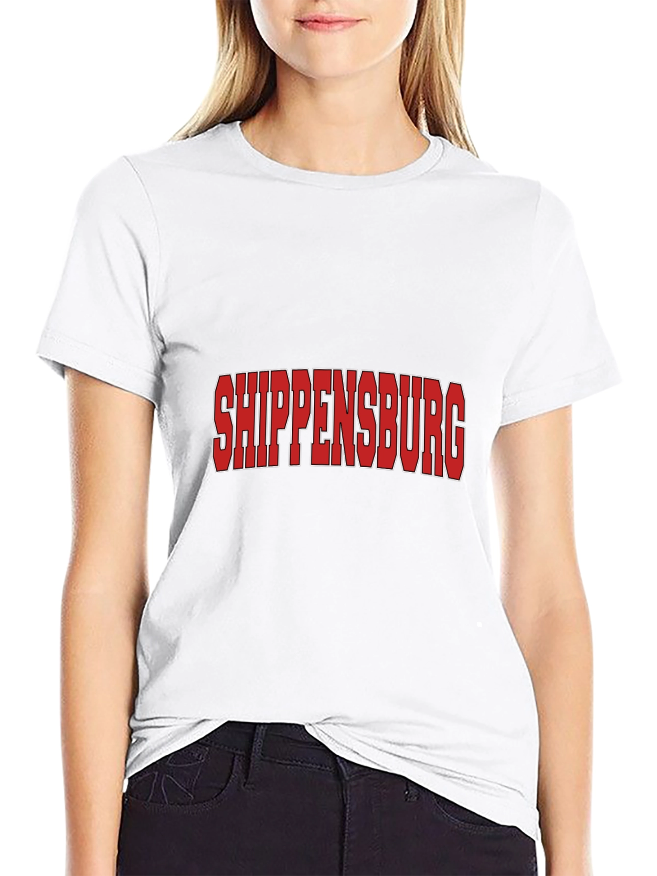 Shippensburg T-Shirt - Bold Red Text Black Tee