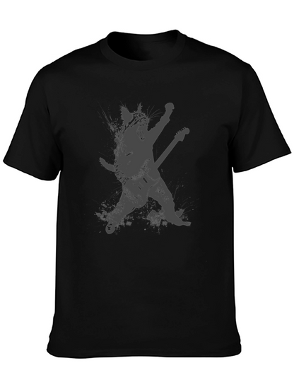 Rock Cat Black T-Shirt - Guitar Hero
