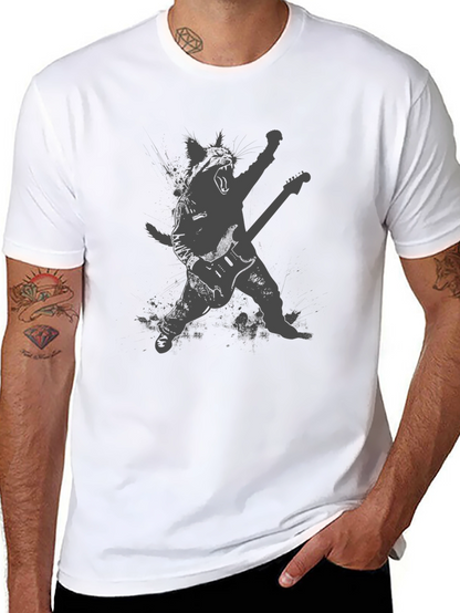 Rock Cat Black T-Shirt - Guitar Hero