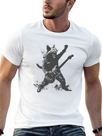 Rock Cat Black T-Shirt - Guitar Hero