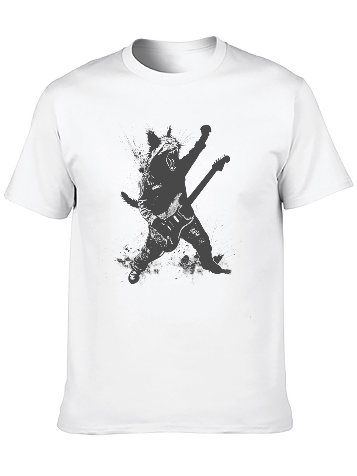 Rock Cat Black T-Shirt - Guitar Hero