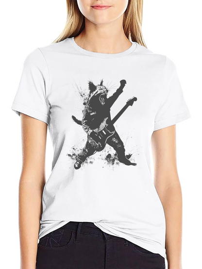 Rock Cat Black T-Shirt - Guitar Hero