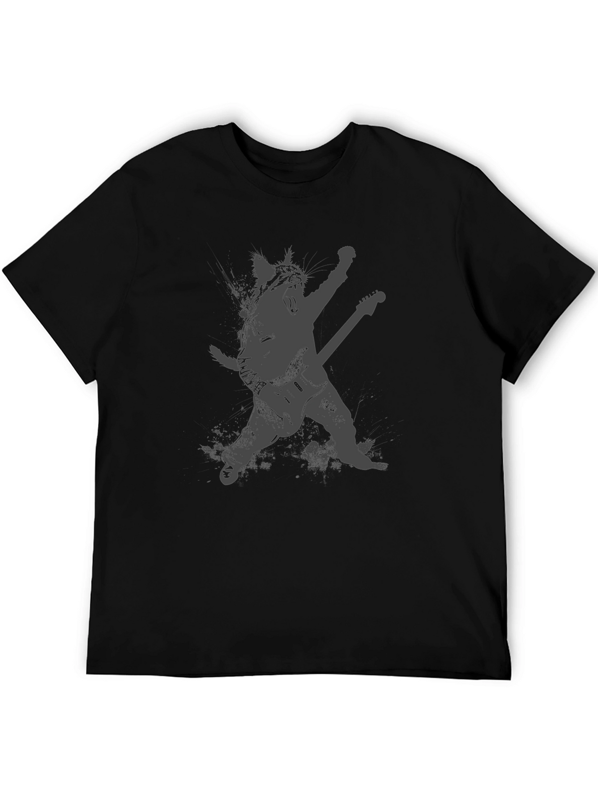 Rock Cat Black T-Shirt - Guitar Hero