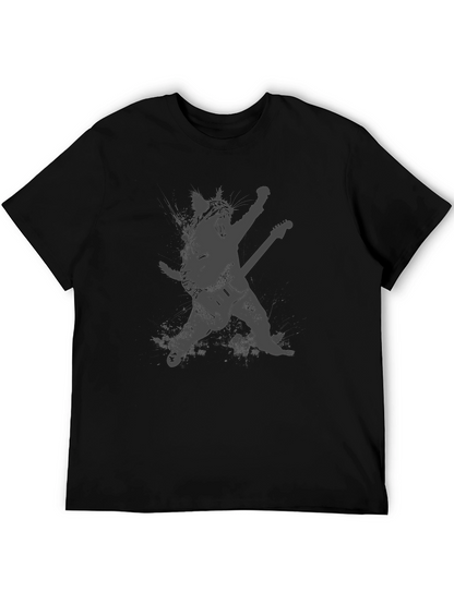 Rock Cat Black T-Shirt - Guitar Hero