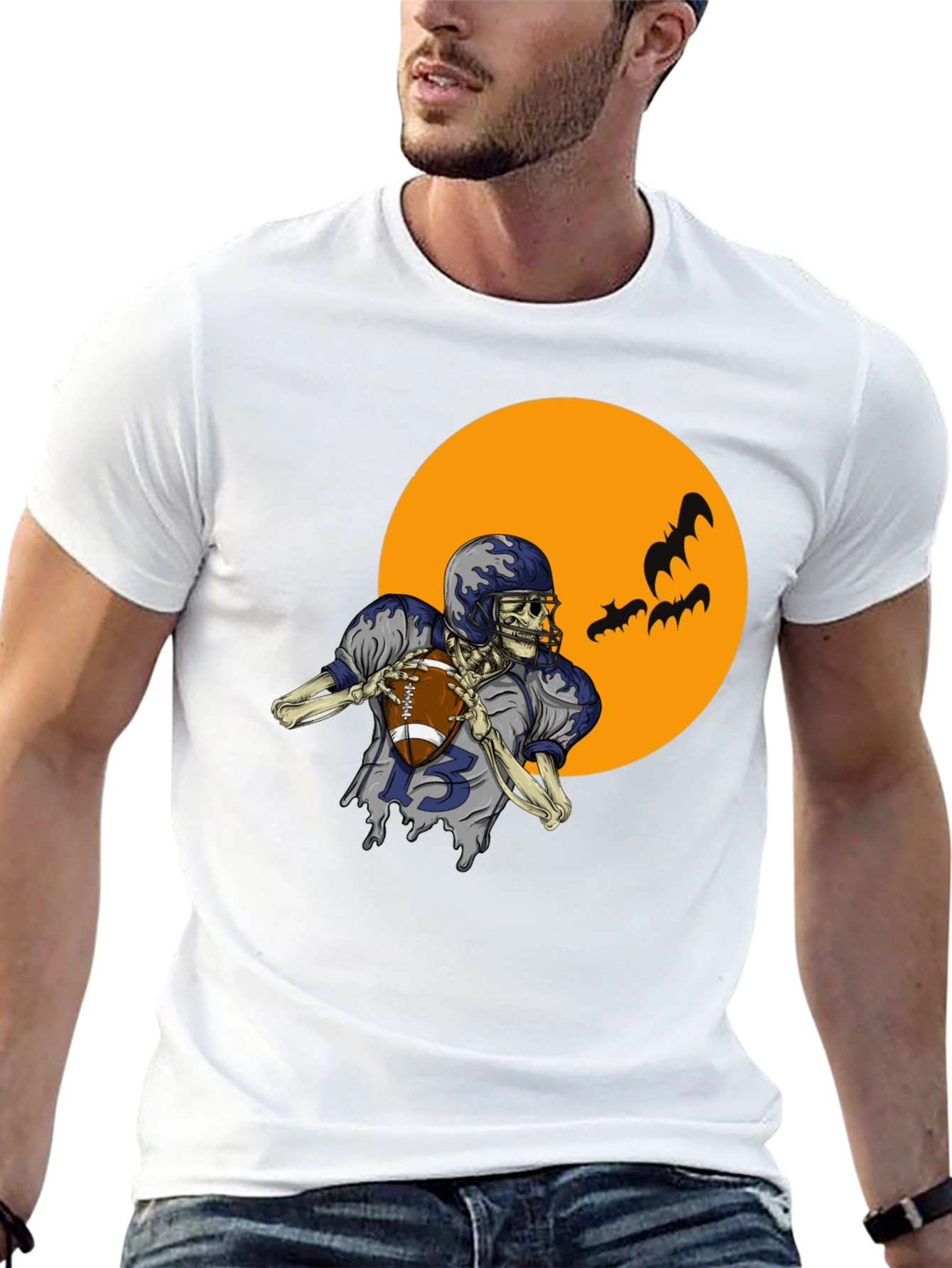 Skeleton Football Player Graphic Tee