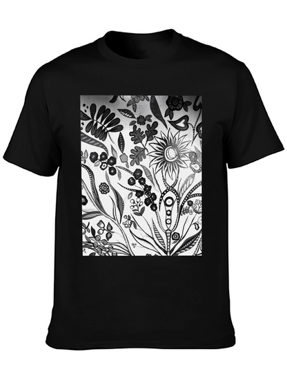 Floral Pattern Black Graphic Tee