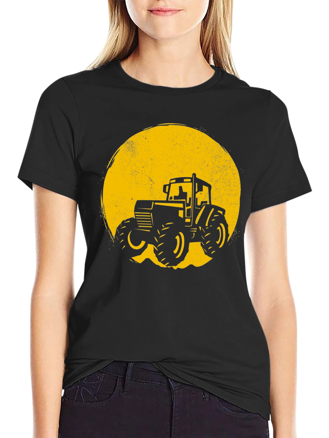 Tractor Graphic Tee - Black Cotton Blend
