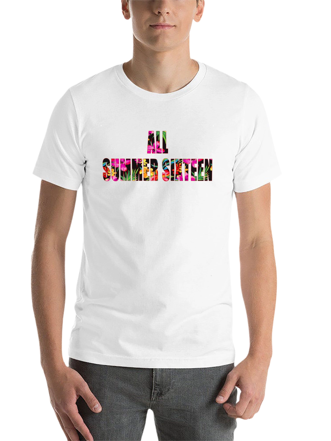 Floral All Summer Sixteen Graphic Black T-Shirt