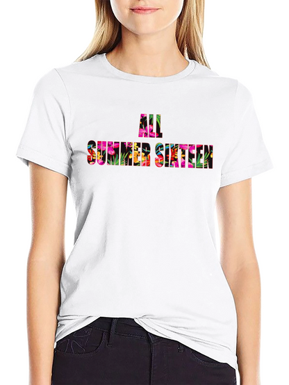 Floral All Summer Sixteen Graphic Black T-Shirt