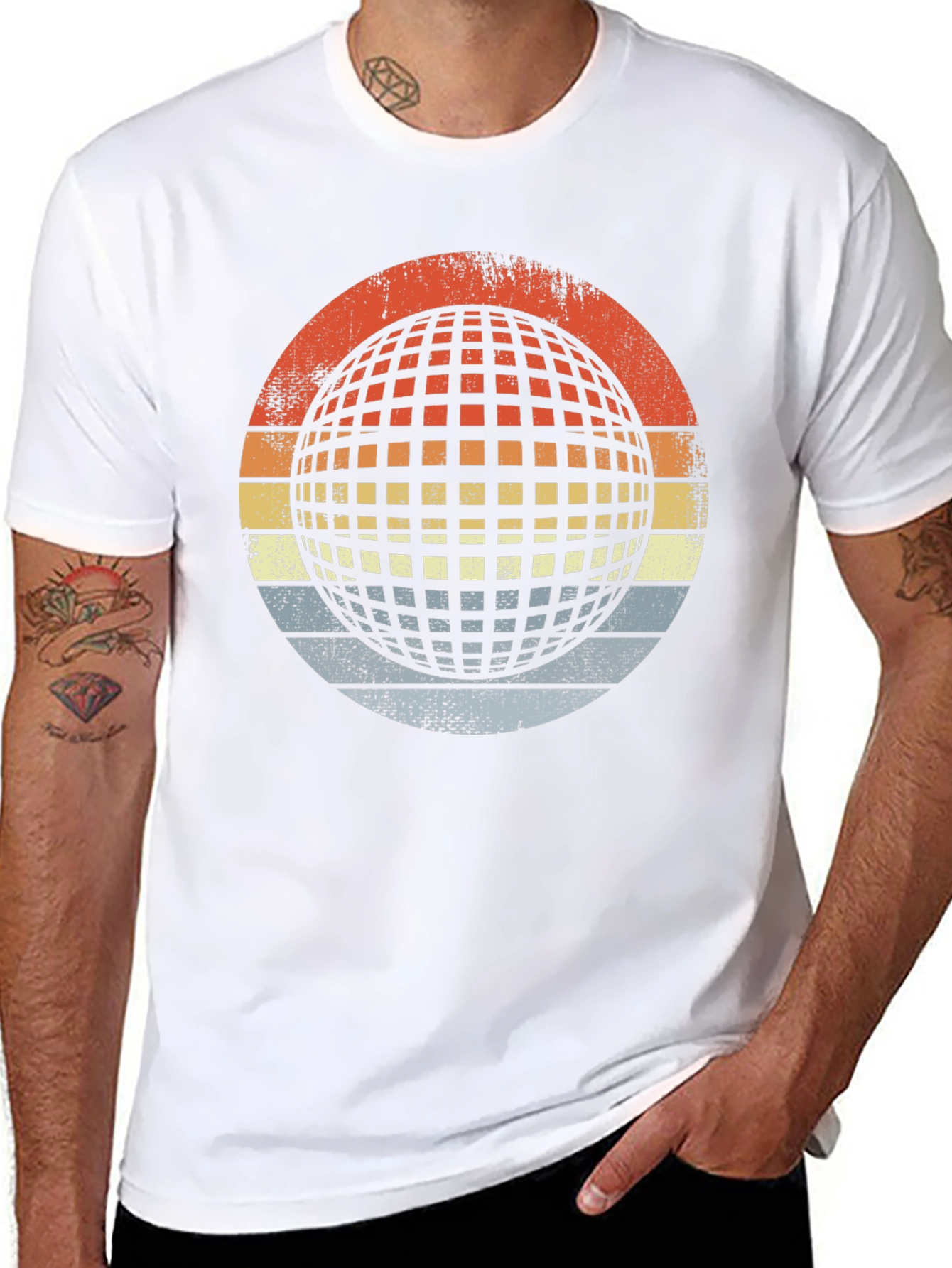 Retro Globe Graphic T-Shirt - Mens Black Tee