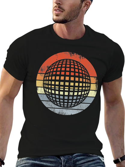 Retro Globe Graphic T-Shirt - Mens Black Tee