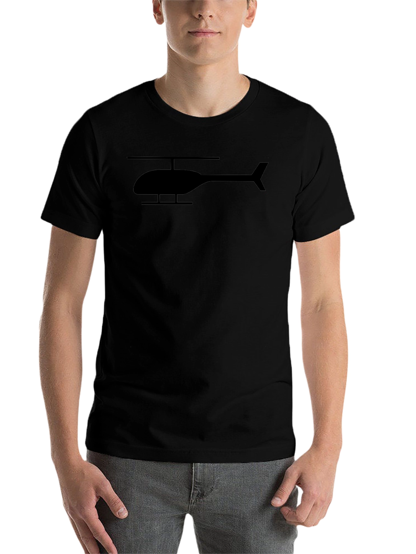 Black Helicopter Graphic Tee - Soft Cotton Blend