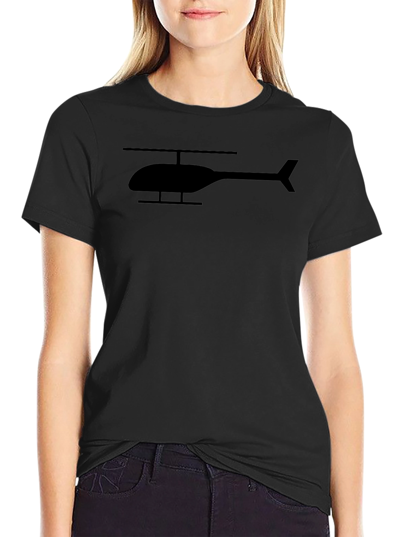 Black Helicopter Graphic Tee - Soft Cotton Blend