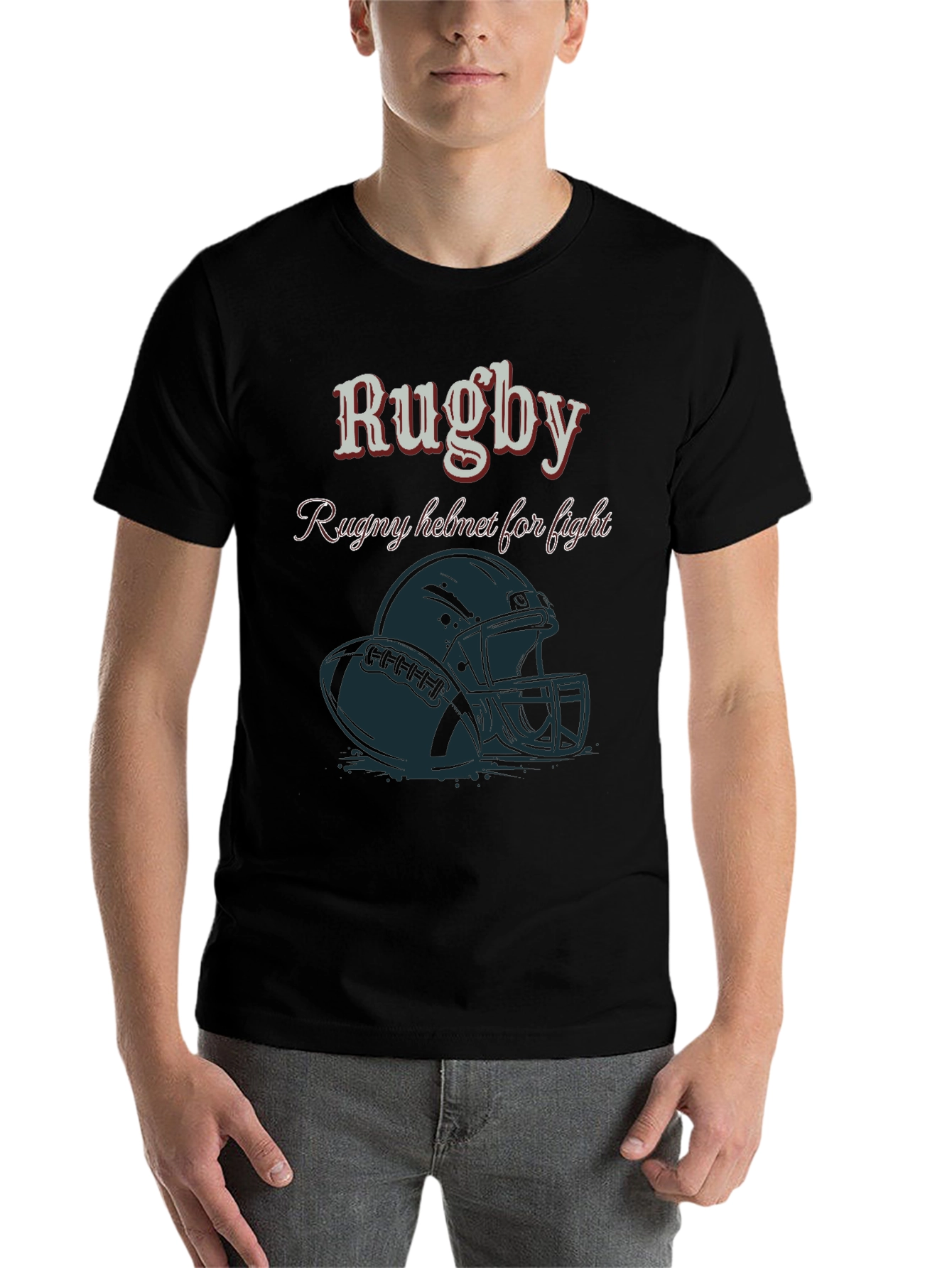 Rugby Helmet T-Shirt - Fight Design