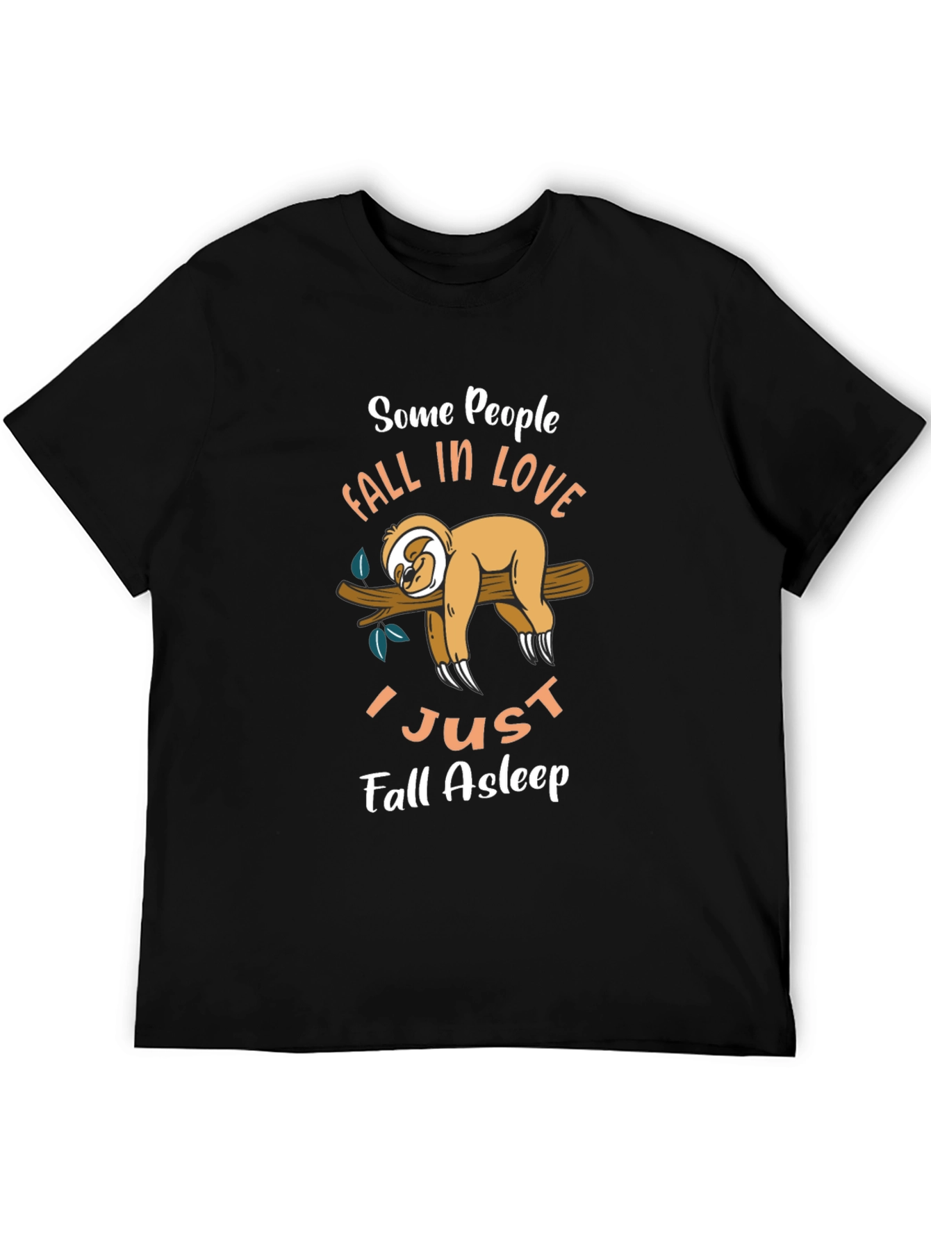 Funny Sloth Graphic T-Shirt - Fall Asleep Tee