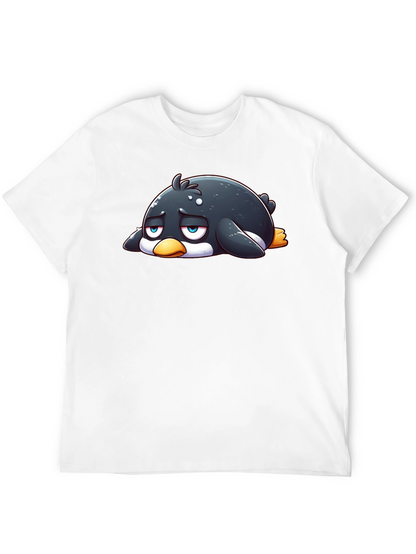 Sad Penguin Graphic Tee - Black Cotton Blend