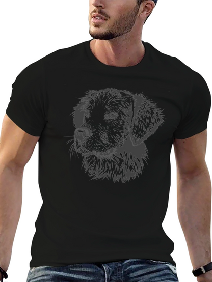 Dog Portrait Graphic Print Black T-Shirt