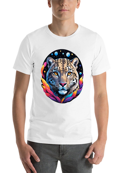 Leopard Galaxy Graphic Print Tee - Stylish Black T-Shirt
