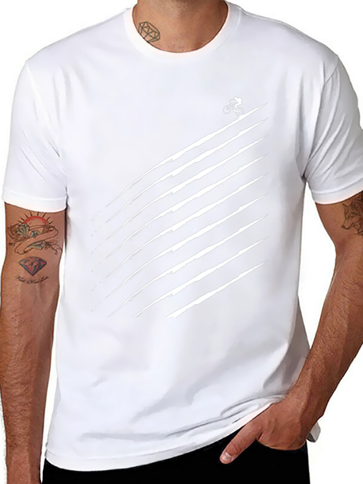 Mens Black Graphic Tee - Biker Trail Design