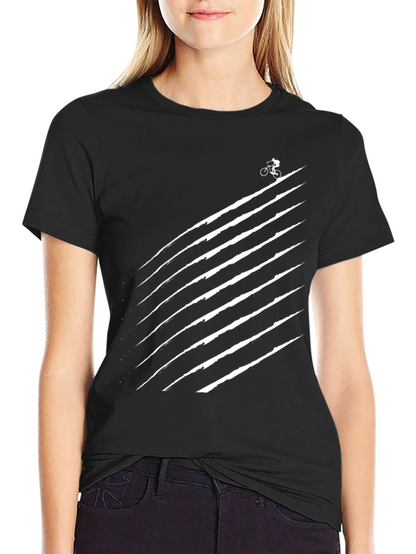 Mens Black Graphic Tee - Biker Trail Design