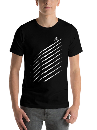 Mens Black Graphic Tee - Biker Trail Design