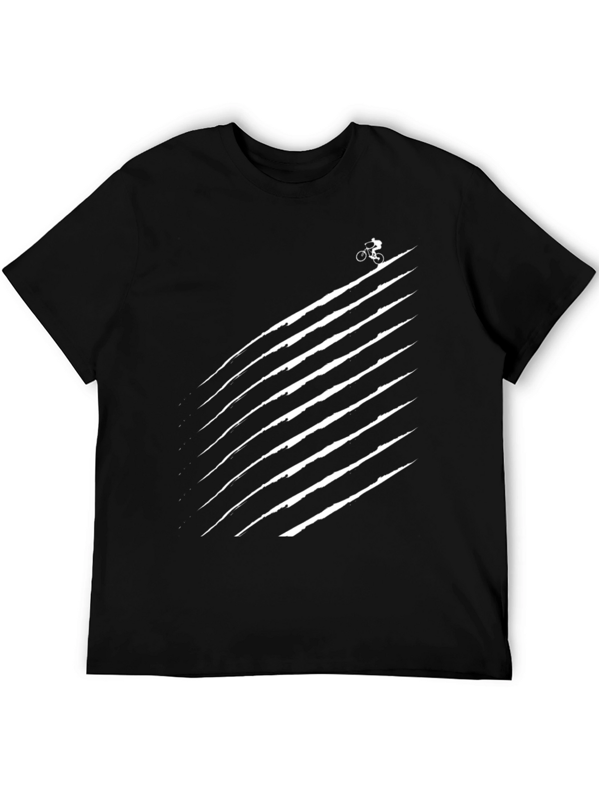Mens Black Graphic Tee - Biker Trail Design