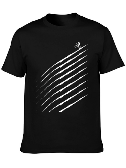 Mens Black Graphic Tee - Biker Trail Design