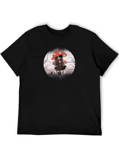 Mushroom Girl Graphic Tee - Dark Anime Style