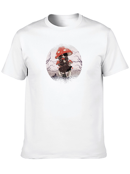 Mushroom Girl Graphic Tee - Dark Anime Style