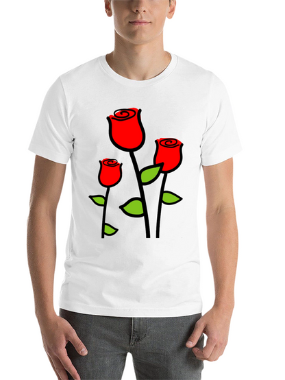 Black T-Shirt with Red Roses Graphic Print