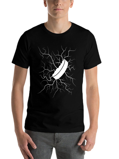 Cracked Ice Hockey Puck Graphic Tee - Black