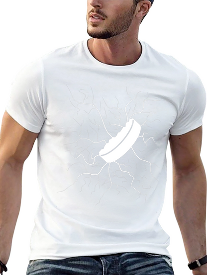 Cracked Ice Hockey Puck Graphic Tee - Black