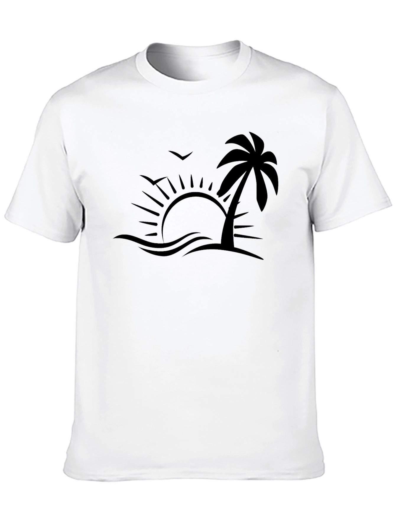 Tropical Beach Graphic Tee - Black