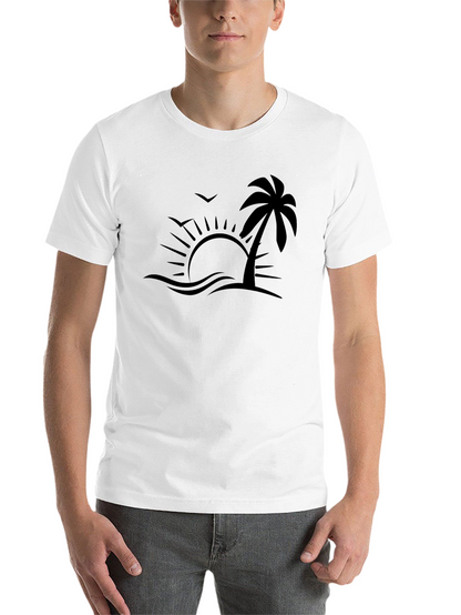 Tropical Beach Graphic Tee - Black