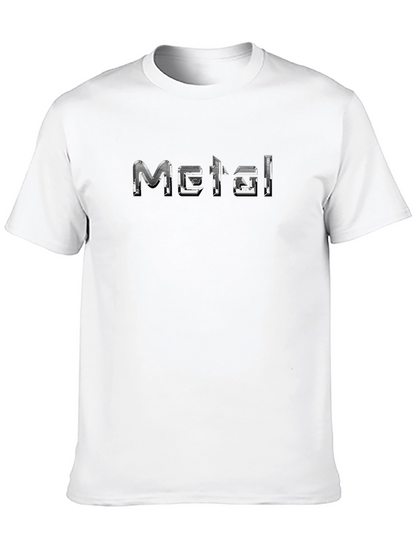 Metal Print Graphic Tee - Black Cotton Blend