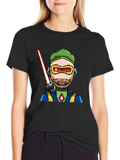 Pixel Art Sci-Fi Character Black T-Shirt