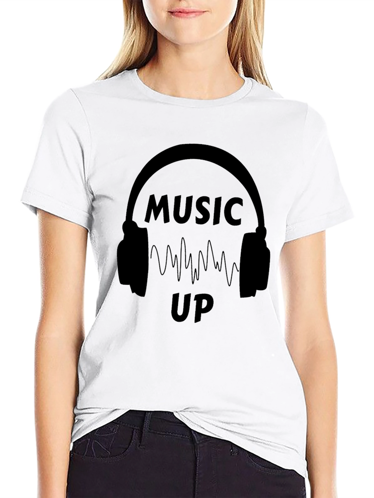 Music Up Black Graphic T-Shirt
