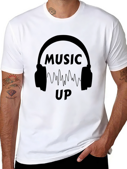 Music Up Black Graphic T-Shirt