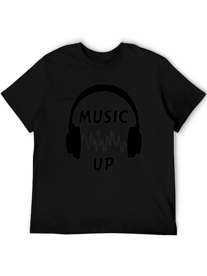 Music Up Black Graphic T-Shirt