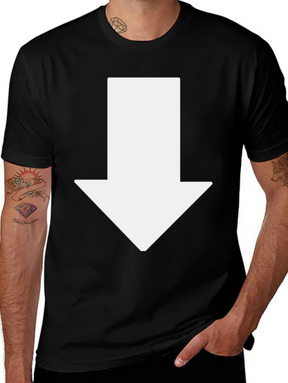 Arrow Down Graphic Tee - Casual Black T-Shirt