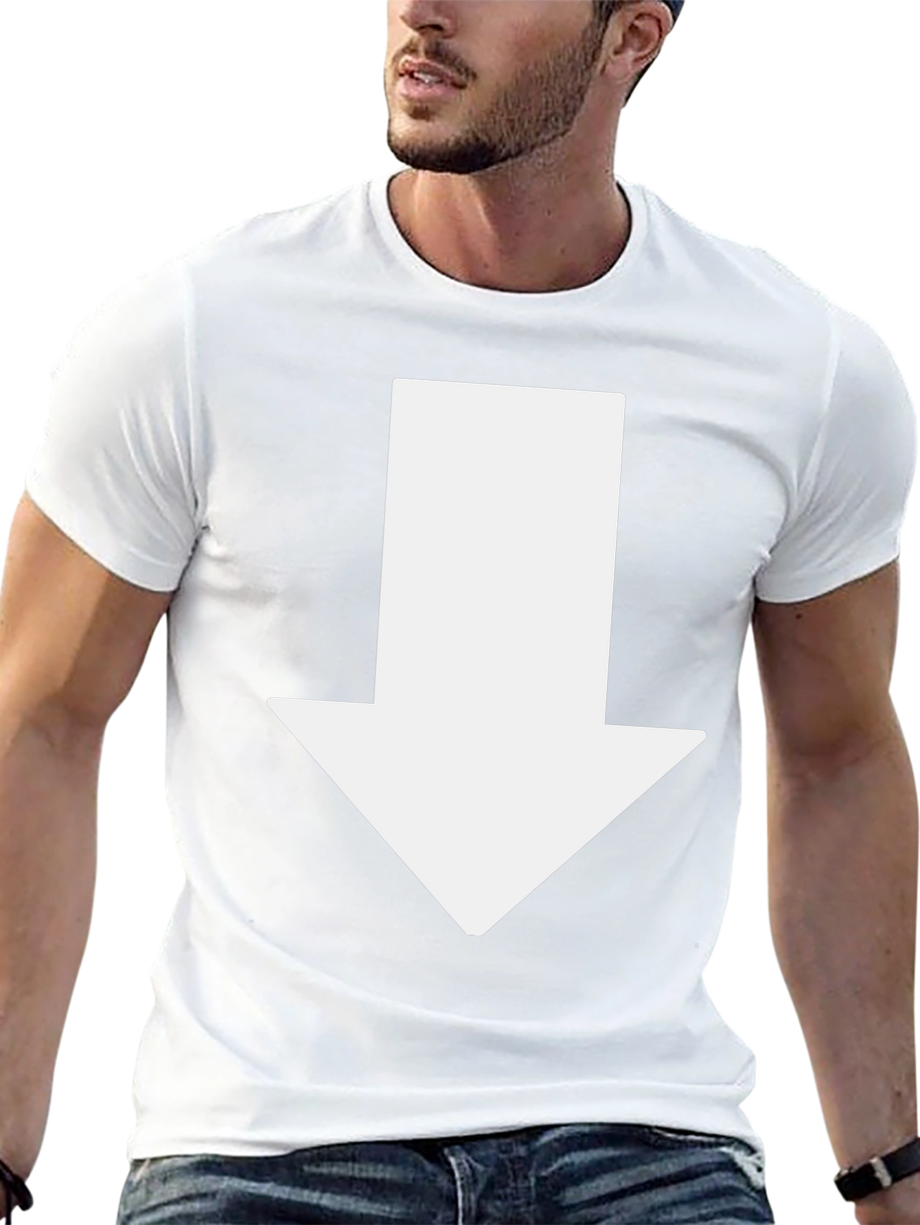 Arrow Down Graphic Tee - Casual Black T-Shirt