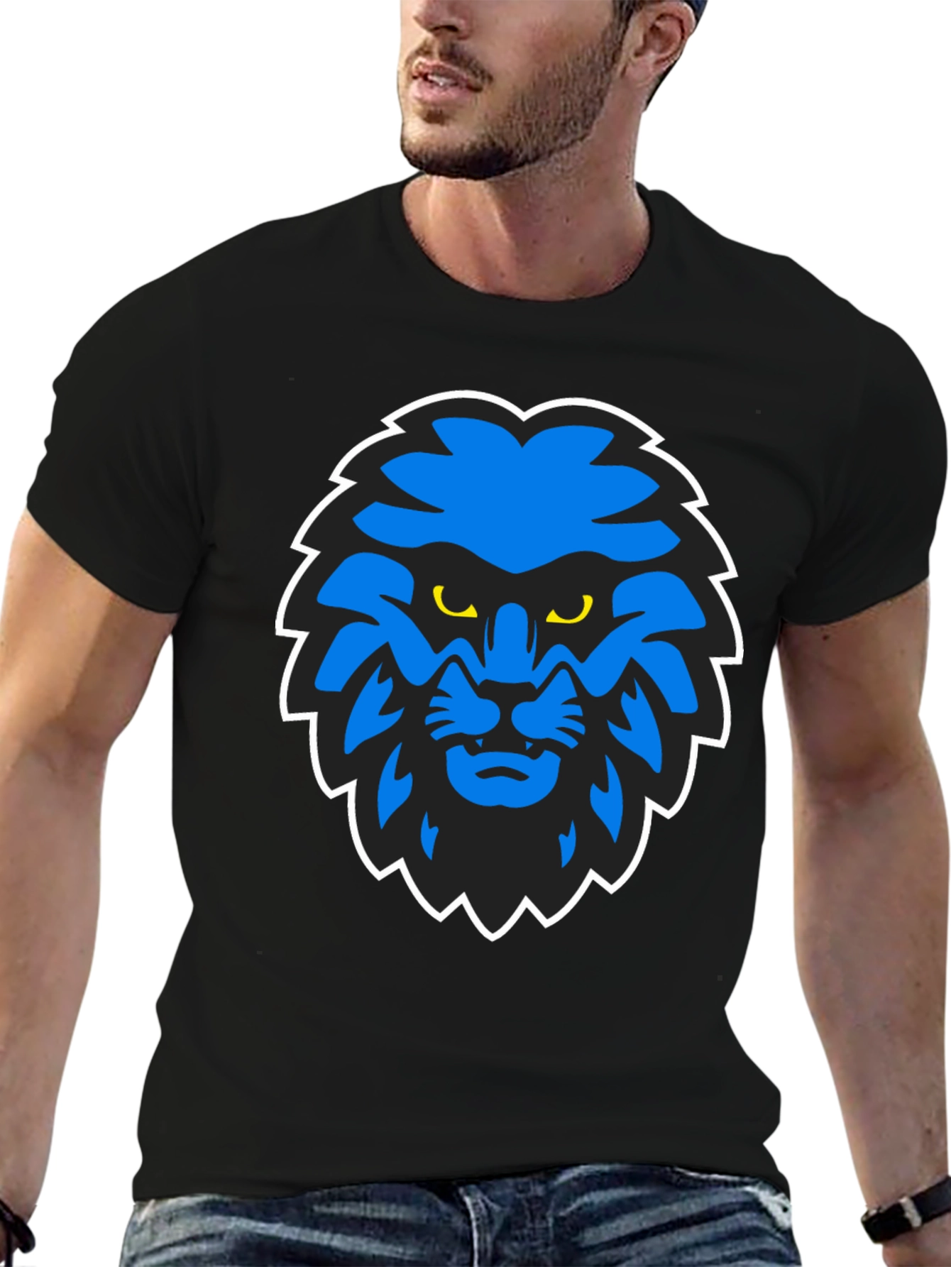 Blue Lion Graphic Black T-Shirt