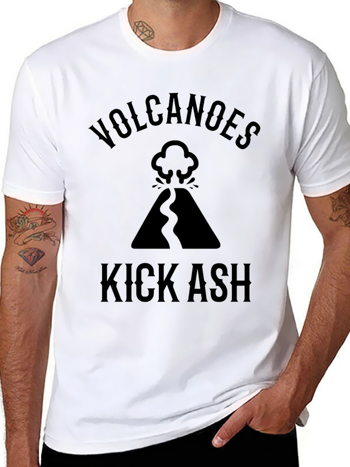 Volcanoes Kick Ash Black Graphic Tee