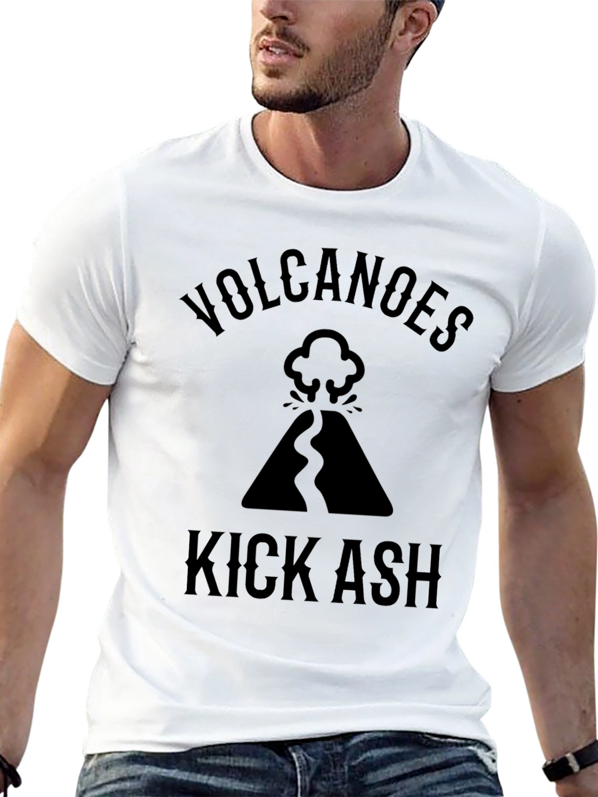 Volcanoes Kick Ash Black Graphic Tee