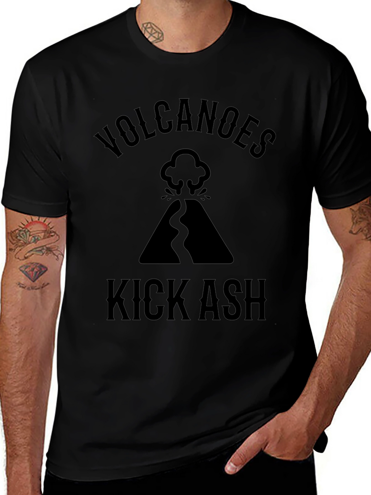 Volcanoes Kick Ash Black Graphic Tee