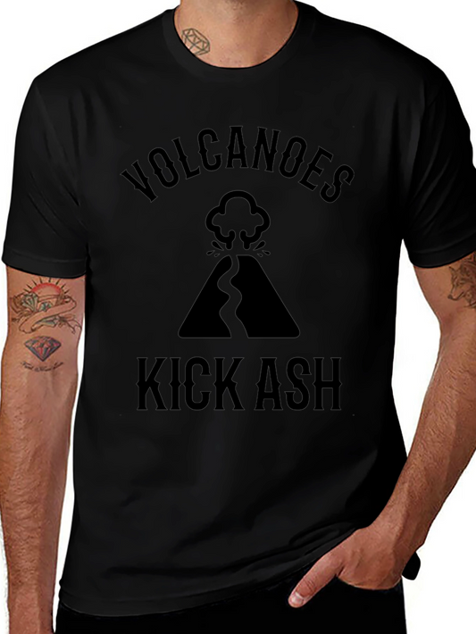 Volcanoes Kick Ash Black Graphic Tee